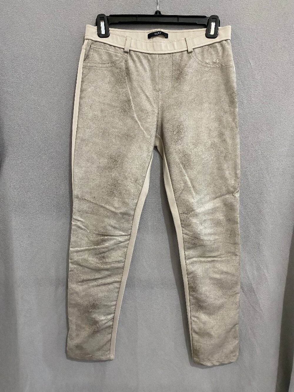 TART Metallic Gold Faux Leather Skinny Pants Stretch Side Panels Size 2